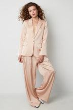 Woven Polyester Fiber Women's Straight Pants Casual Solid Color