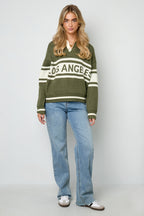 Knitted Polyester Fiber Women's Knit Sweater Sporty Letters