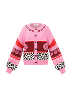 Knitted Polyester Fiber Women's Cardigan Casual Floral Print