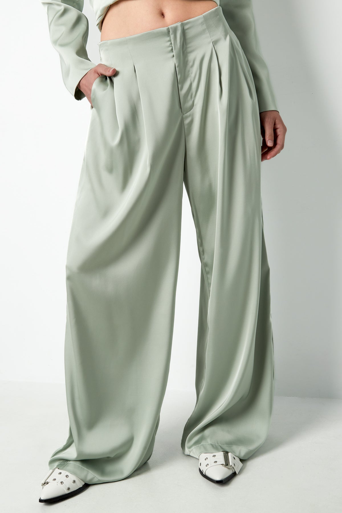 Woven Polyester Fiber Women's Straight Pants Casual Solid Color
