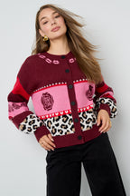 Knitted Polyester Fiber Women's Cardigan Casual Floral Print