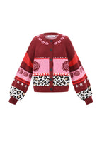 Knitted Polyester Fiber Women's Cardigan Casual Floral Print