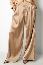 Woven Polyester Fiber Women's Straight Pants Casual Solid Color