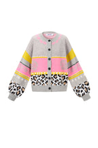 Knitted Polyester Fiber Women's Cardigan Casual Floral Print